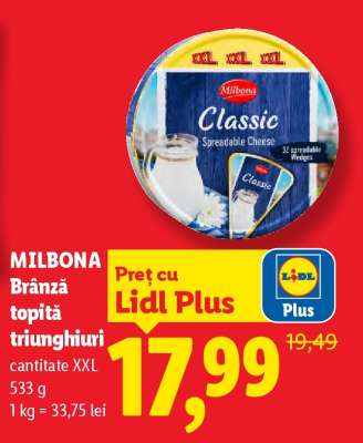 MILBONA Brânză topită triunghiuri