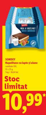 Sondey Napolitane cu lapte și alune