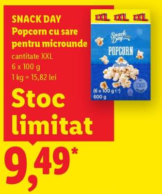 SNACK DAY Popcorn cu sare pentru microunde
