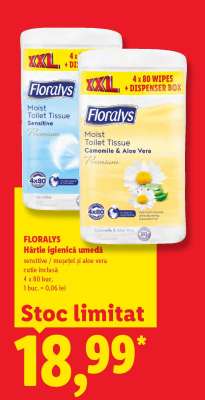 FLORALYS Hârtie igienică umedă