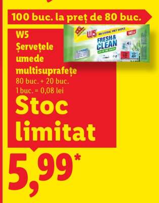 W5 Șervețele umede multisuprafețe