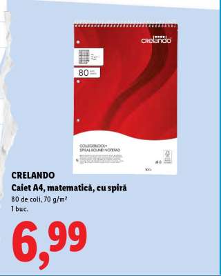 Caiet A4, matematică, cu spirală
