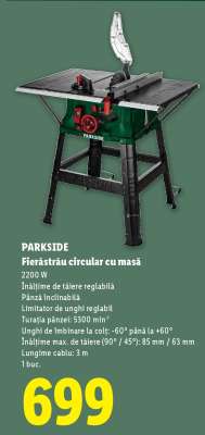 PARKSIDE Fierăstrău circular cu masă