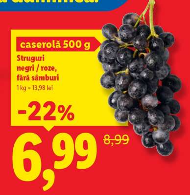 Caserolă 500 g Struguri negri/roze, fără sâmburi