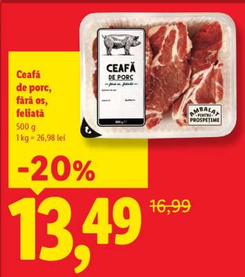 Ceafă de porc fără os, feliată