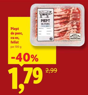Piept de porc cu os, feliat