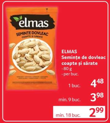 ELMAS Semințe de dovleac coapte și sărate