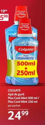 COLGATE Apă de gură Plax Cool Mint 500 ml / Plax Cool Mint 250 ml