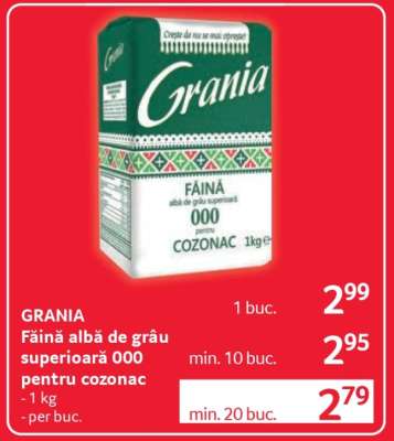 GRANIA Făină albă de grâu superioară 000 pentru cozonac
