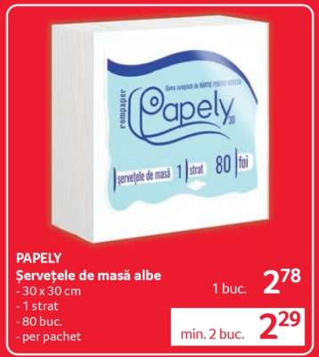 PAPELY Șervețele de masă albe