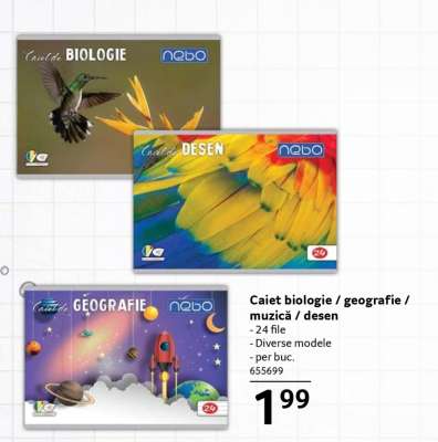 Caiet biologie / geografie / muzică / desen