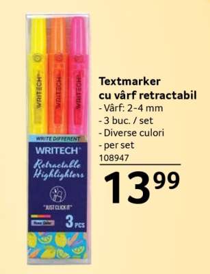 Textmarker cu vârf retractabil
