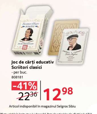 Joc de cărți educativ Scriitori clasici