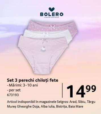 Set 3 perechi chiloți fete