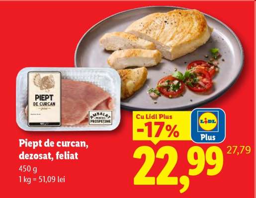 Piept de curcan dezosat, feliat