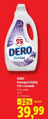DERO Detergent lichid, 2 in 1, lavandă