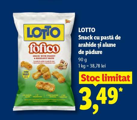 LOTTO Snack cu pastă de arahide și alune de pădure