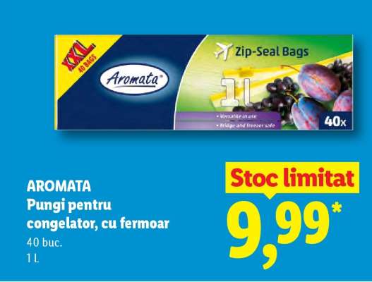 AROMATA Pungi pentru congelator, cu fermoar
