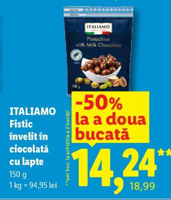 ITALIAMO Fistic învelit în ciocolată cu lapte