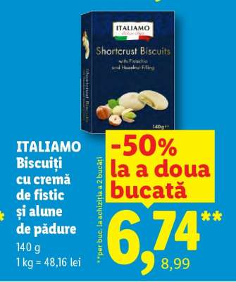 Italiamo Biscuiți cu cremă de fistic și alune de pădure