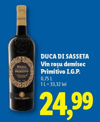 DUCA DI SASSETA Vin roșu demisec Primitivo I.G.P.