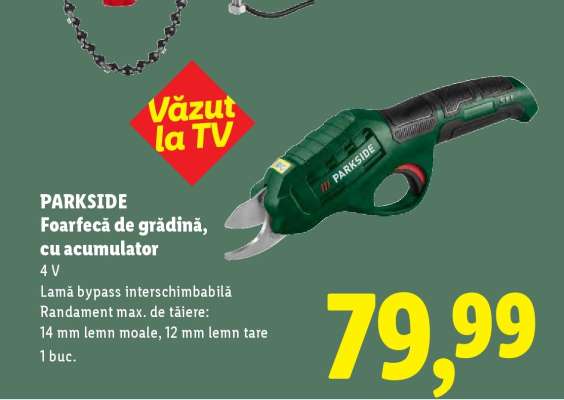 PARKSIDE Foarfecă de grădină, cu acumulator