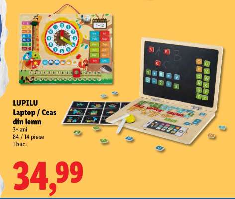 LUPILU Laptop / Ceas din lemn