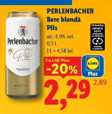 Perlenbacher Bere blondă Pils
