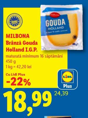 MILBONA Brânză Gouda Holland, I.G.P.