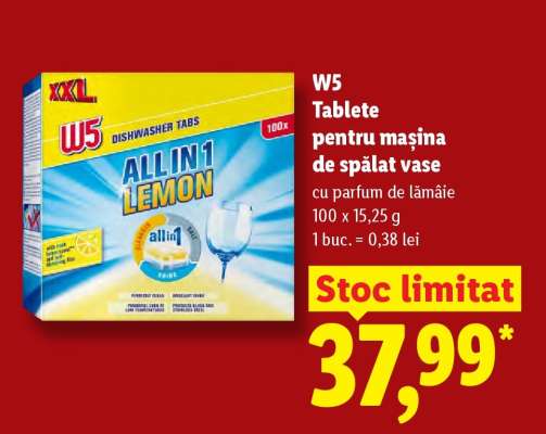 W5 Tablete pentru mașina de spălat vase