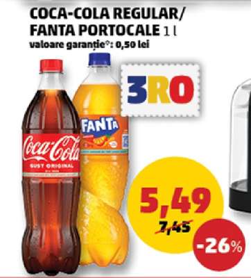 COCA-COLA regular / FANTA portocale, 1L