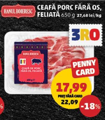 Ceafă Porc Fără Os, Feliată