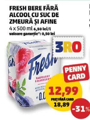 FRESH BERE FĂRĂ ALCOOL CU SUC DE ZMEURĂ ȘI AFINE