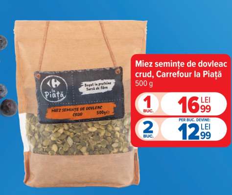 Miez semințe de dovleac crud, Carrefour la Piață