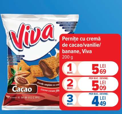 Pernite cu cremă de cacao/vanilie/banane, Viva