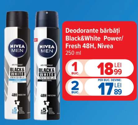 Deodorante bărbați Black&White Power/Fresh 48H, Nivea