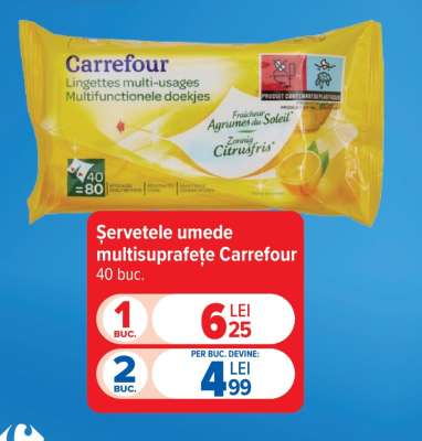 Șervețele umede multisuprafețe Carrefour