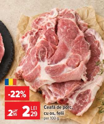 Ceafă de porc, cu os, felii