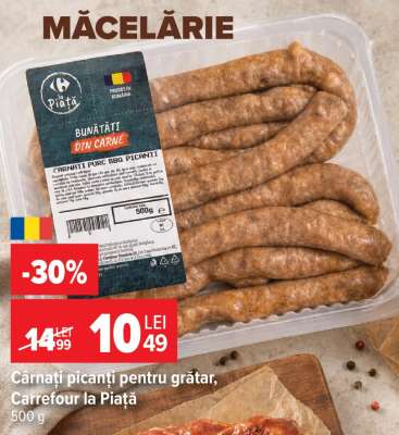 Cârnați picanți pentru grătar, Carrefour la Piață