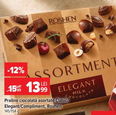 Praline ciocolată asortate Clasic/Elegant/Compliment, Roshen