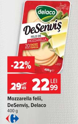 Mozzarella felii DeSenviș Delaco