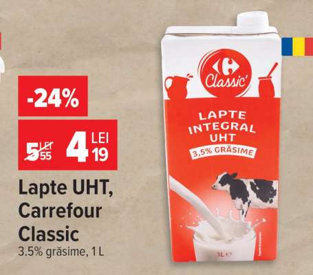 Lapte UHT, Carrefour Classic
