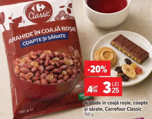 Arahide în coajă roșie, coapte și sărate Carrefour Classic