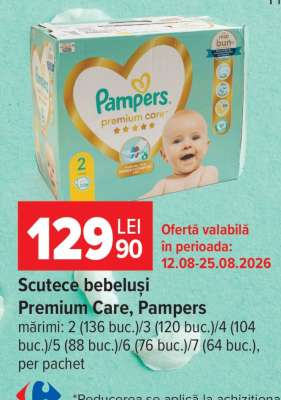 Scutece bebeluși Premium Care Pampers