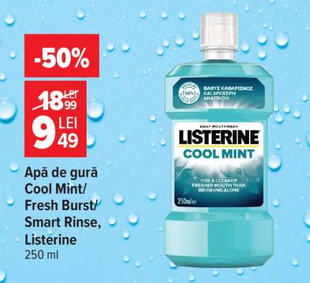 Apă de gură Cool Mint/ Fresh Burst/ Smart Rinse, Listerine