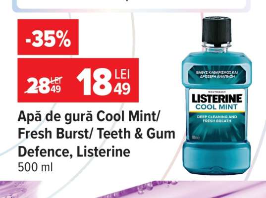 Apă de gură Cool Mint/ Fresh Burst/ Teeth & Gum Defence, Listerine