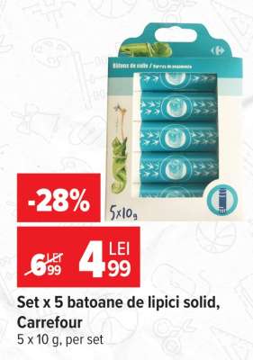 Set x 5 batoane de lipici solid, Carrefour