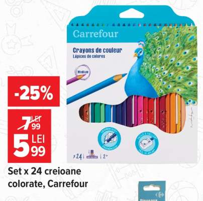 Set x 24 creioane colorate, Carrefour
