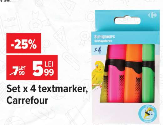 Set x 4 textmarker, Carrefour
