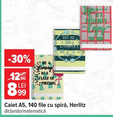 Caiet A5, 140 file cu spiră, Herlitz